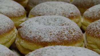 Détail de beignets au sucre glace Détail de beignets au sucre glace