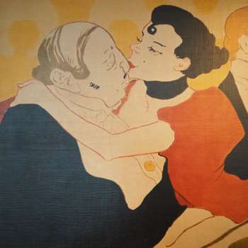 Fresque artistique représentant des couples dans la brasserie Burg - ambiance stylée au charme français. Château