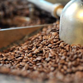 Gros plan sur la torréfaction du café à la torréfaction Demmel