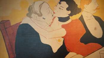 Fresque artistique représentant des couples à la Brasserie Burg - ambiance stylée au charme français