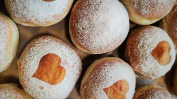 Image d'en haut de fins beignets