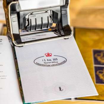 Tampon souvenir, disponible au Liechtenstein Center