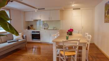 Cuisine et salon Logement de vacances Pointe de midi