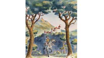 ADAM VOGT . Dessins pour le livre de A. Hollenstein "Heinrich der Greifenritter" (Henri le chevalier du griffon)